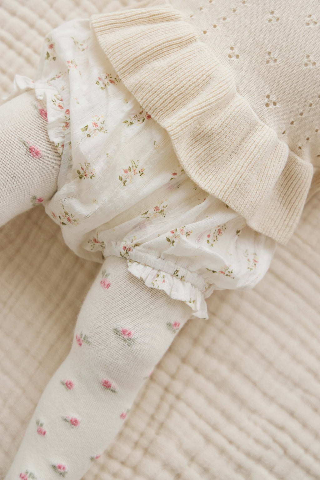 Organic Cotton Frill Bloomer - Egret