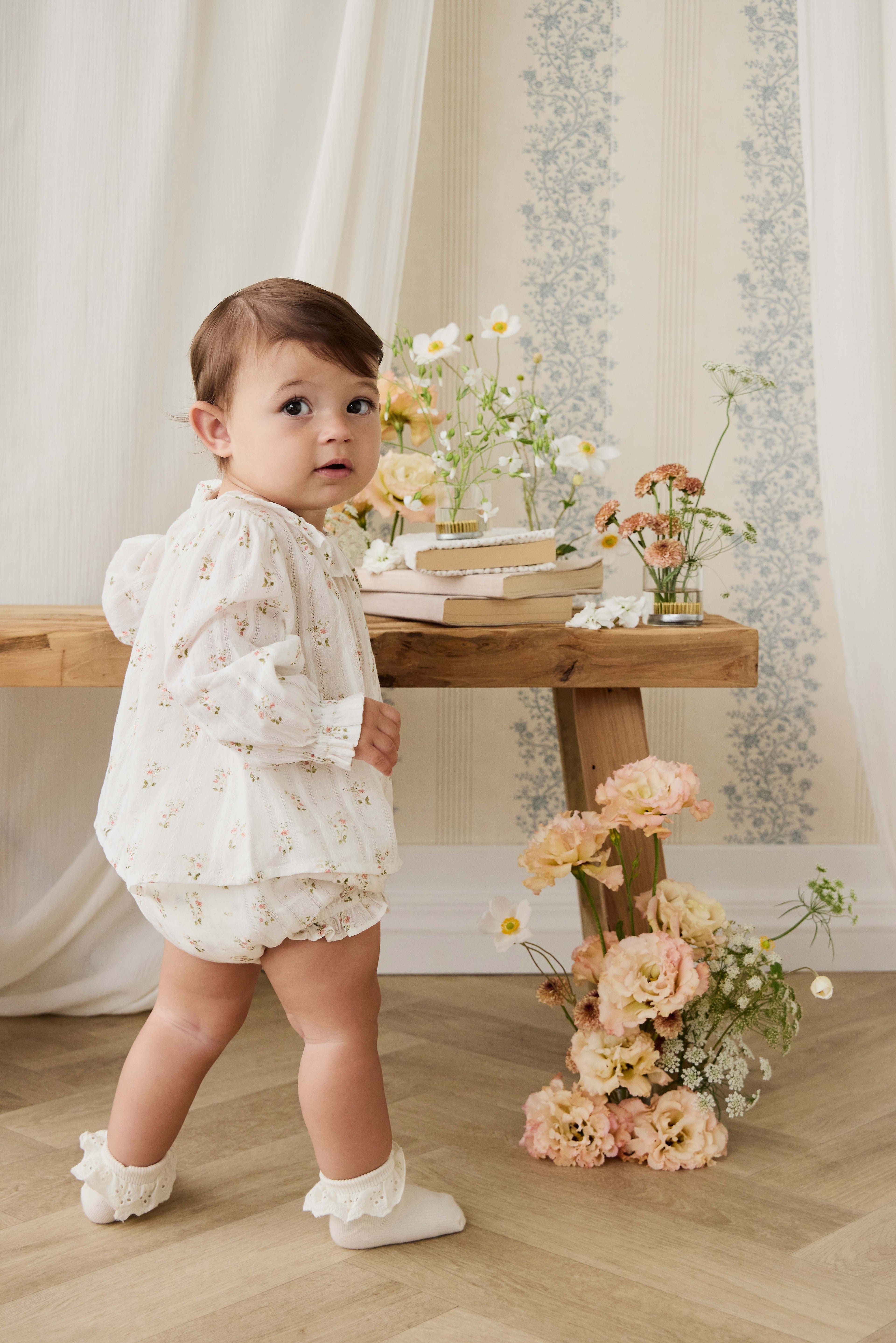 Organic Cotton Frill Bloomer - Egret