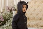 Gilet en tricot de coton douillet "Comet" à capuche oreilles d'ours avec poches avant et boutons pour filles et garçons de 0 à 6 ans