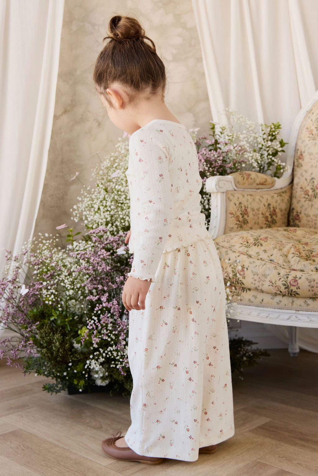 Organic Cotton Pointelle Pant - Egret