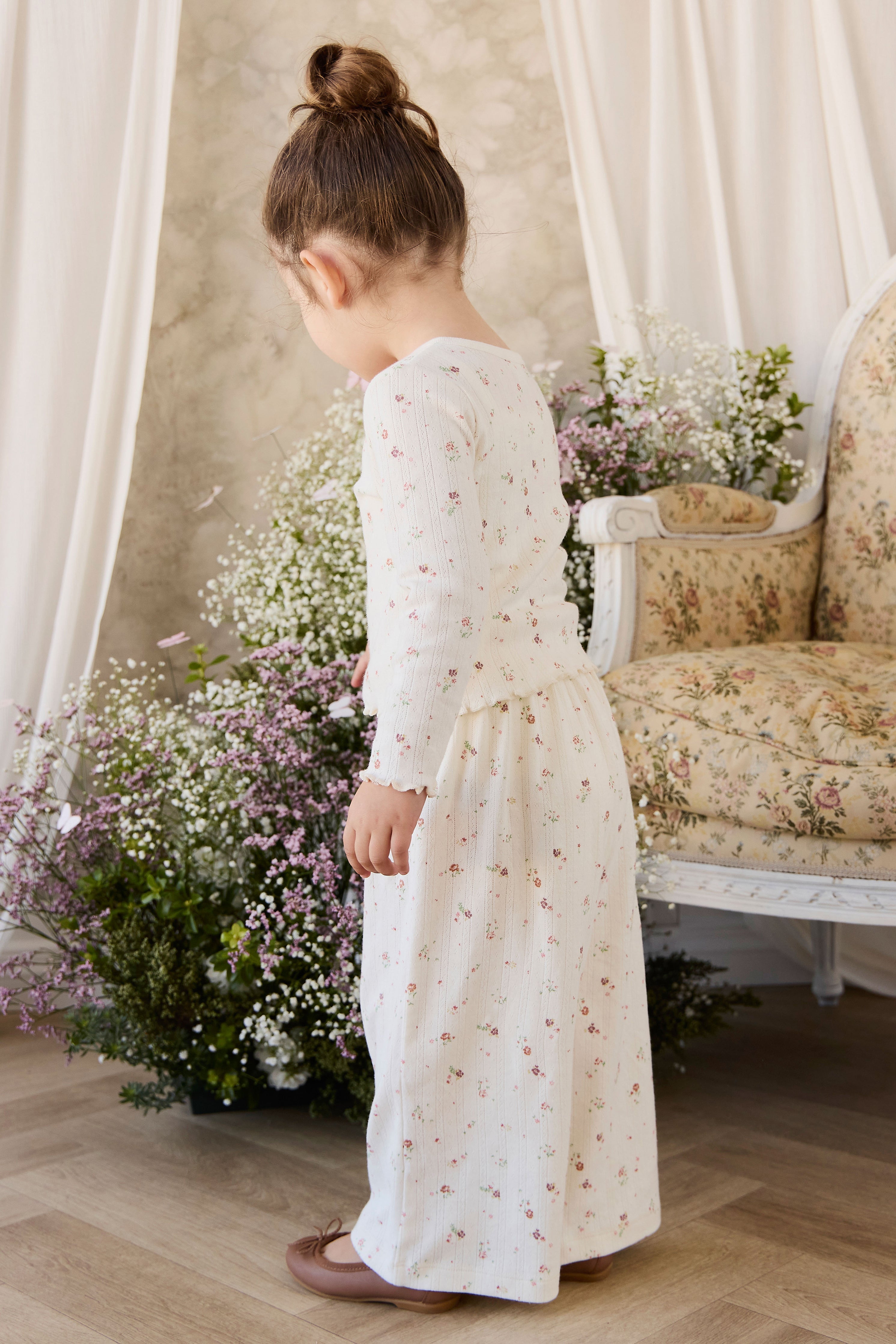 Organic Cotton Pointelle Pant - Egret