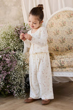 Pantalon Large Enfant en Coton-Élasthanne Biologique Pointelle  Relaxed à Taille Élastiquée, pour Filles de 6 Mois à 10 Ans