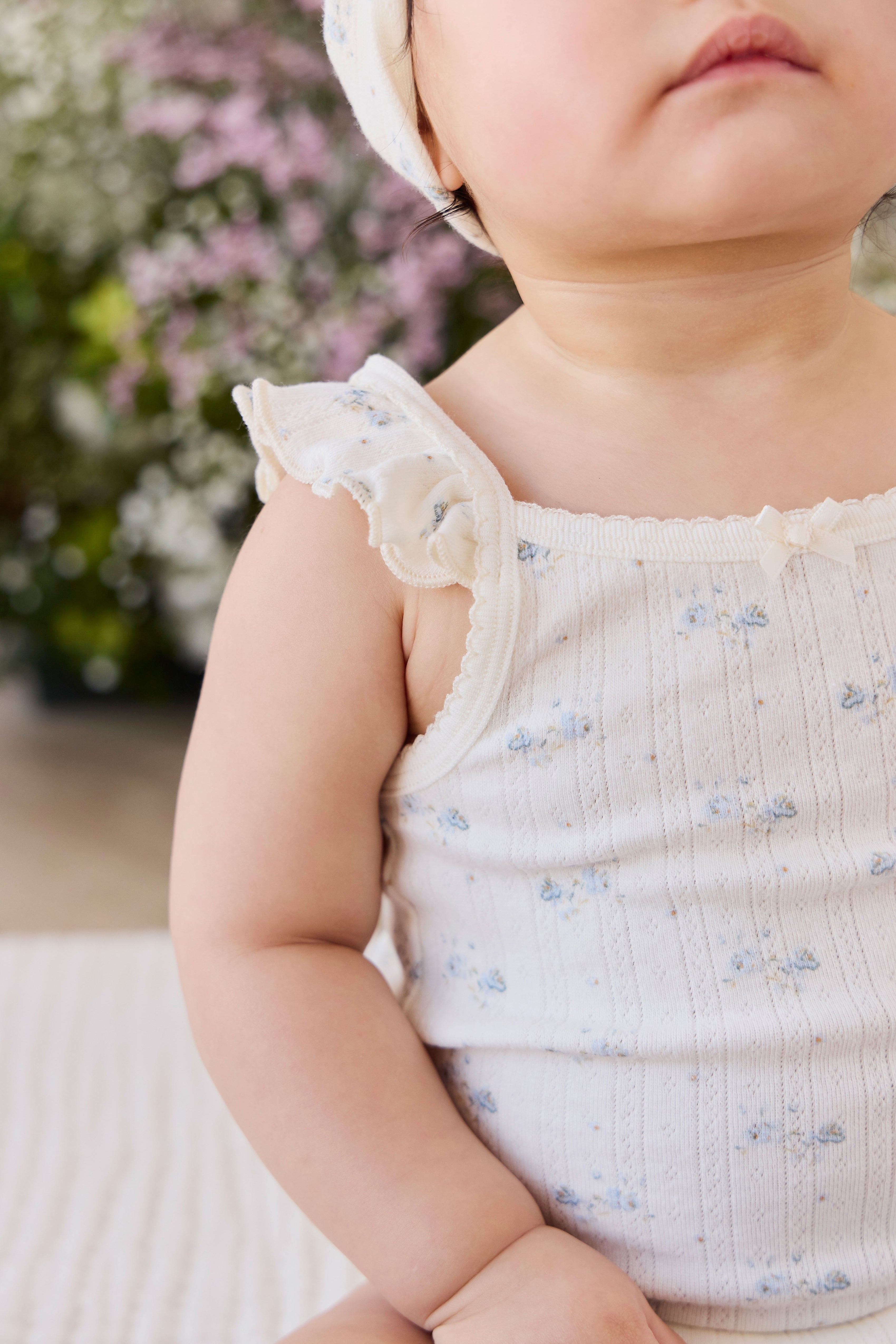 Organic Cotton Pointelle Bodysuit - Blue