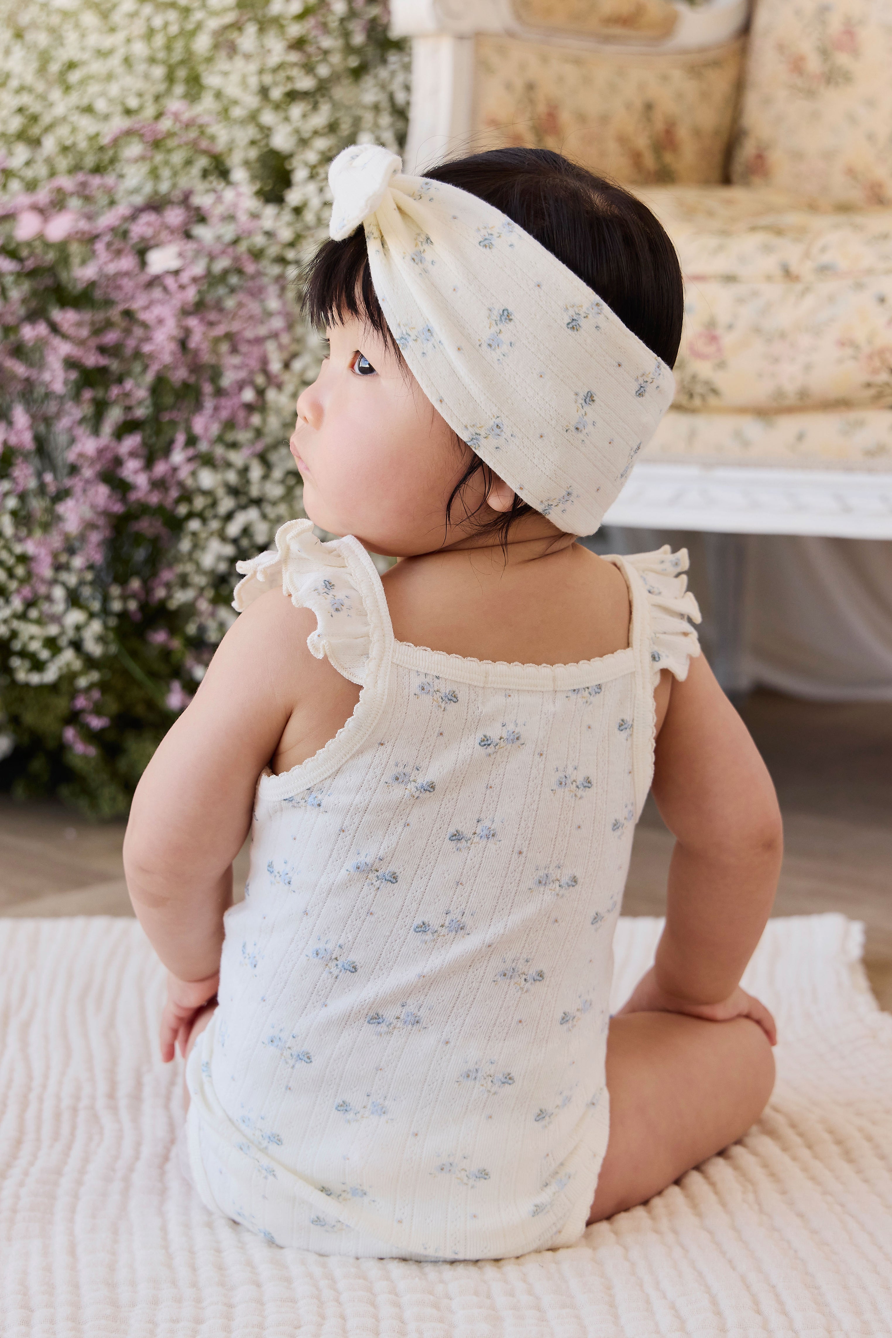 Organic Cotton Pointelle Bodysuit - Blue