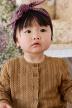 Gilet en coton tricoté Héritage, bronze antique, avec ourlet festonné et boutonnage devant pour filles de 6 mois à 10 ans