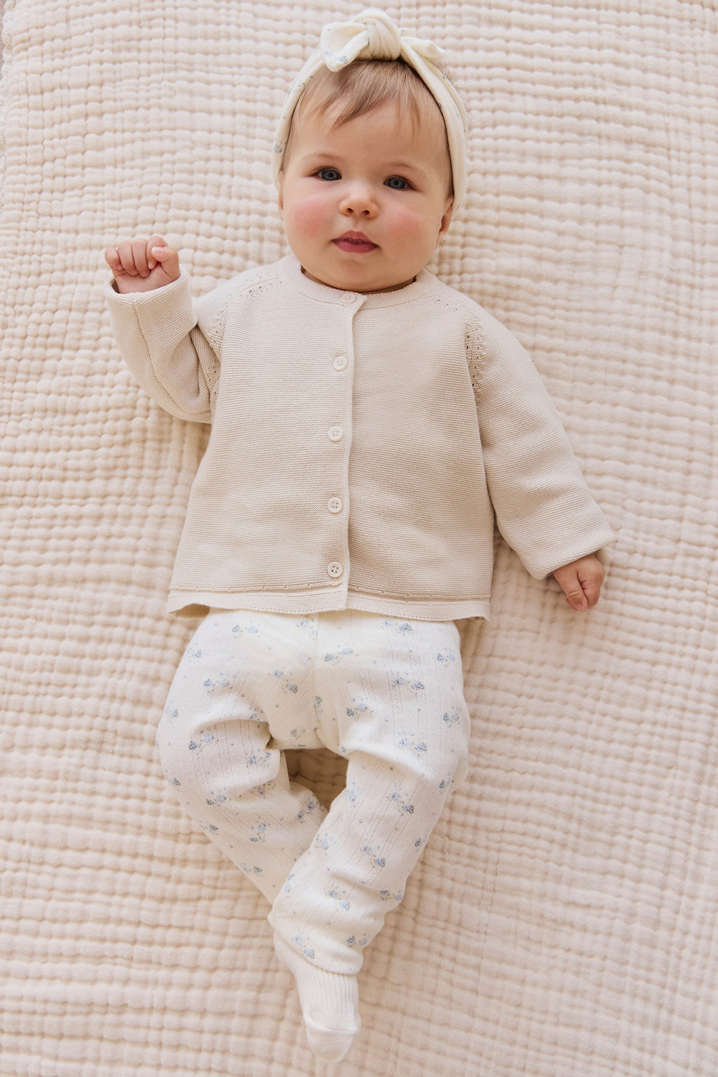 Organic Cotton Pointelle Everyday Legging - Blue