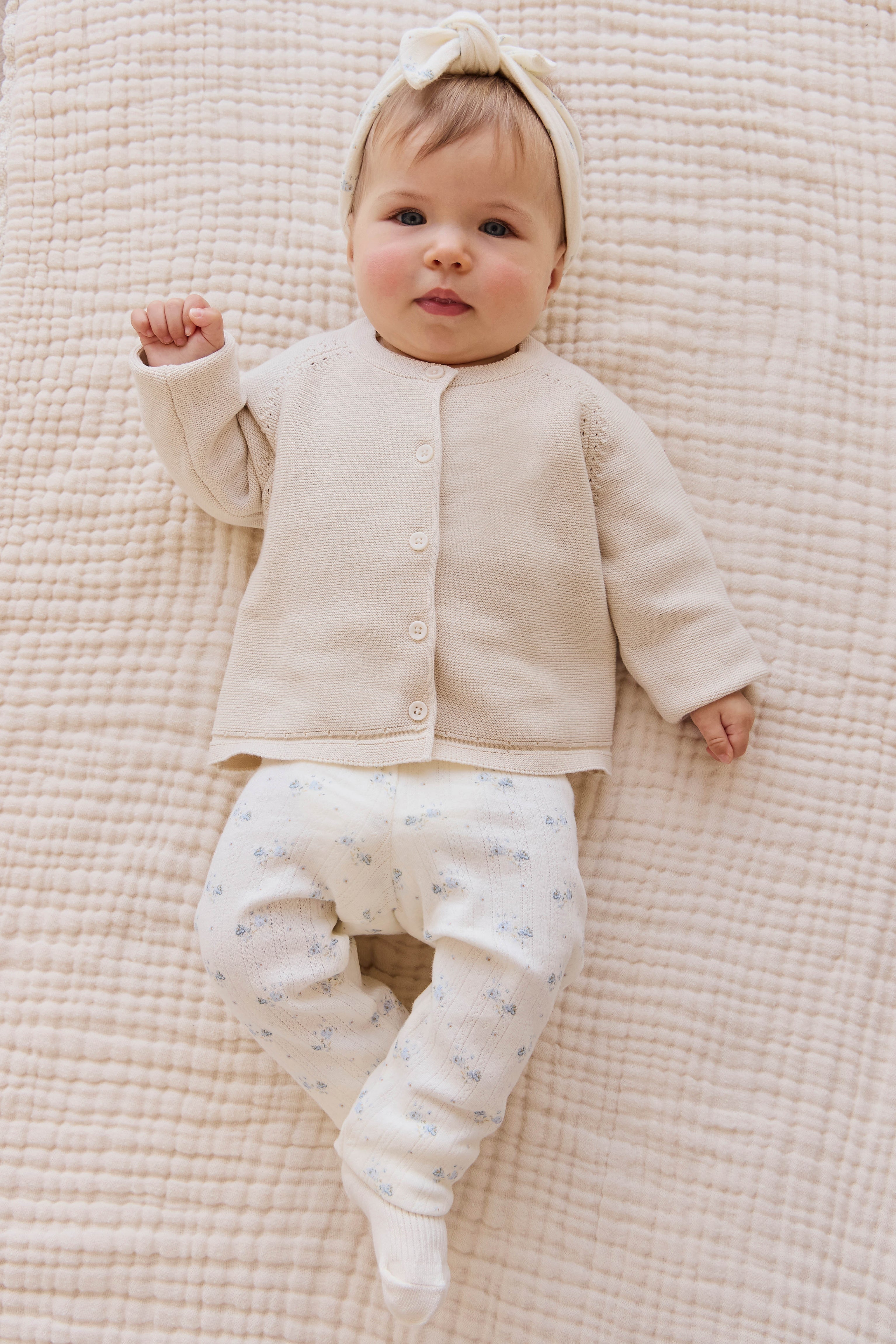 Organic Cotton Pointelle Everyday Legging - Blue