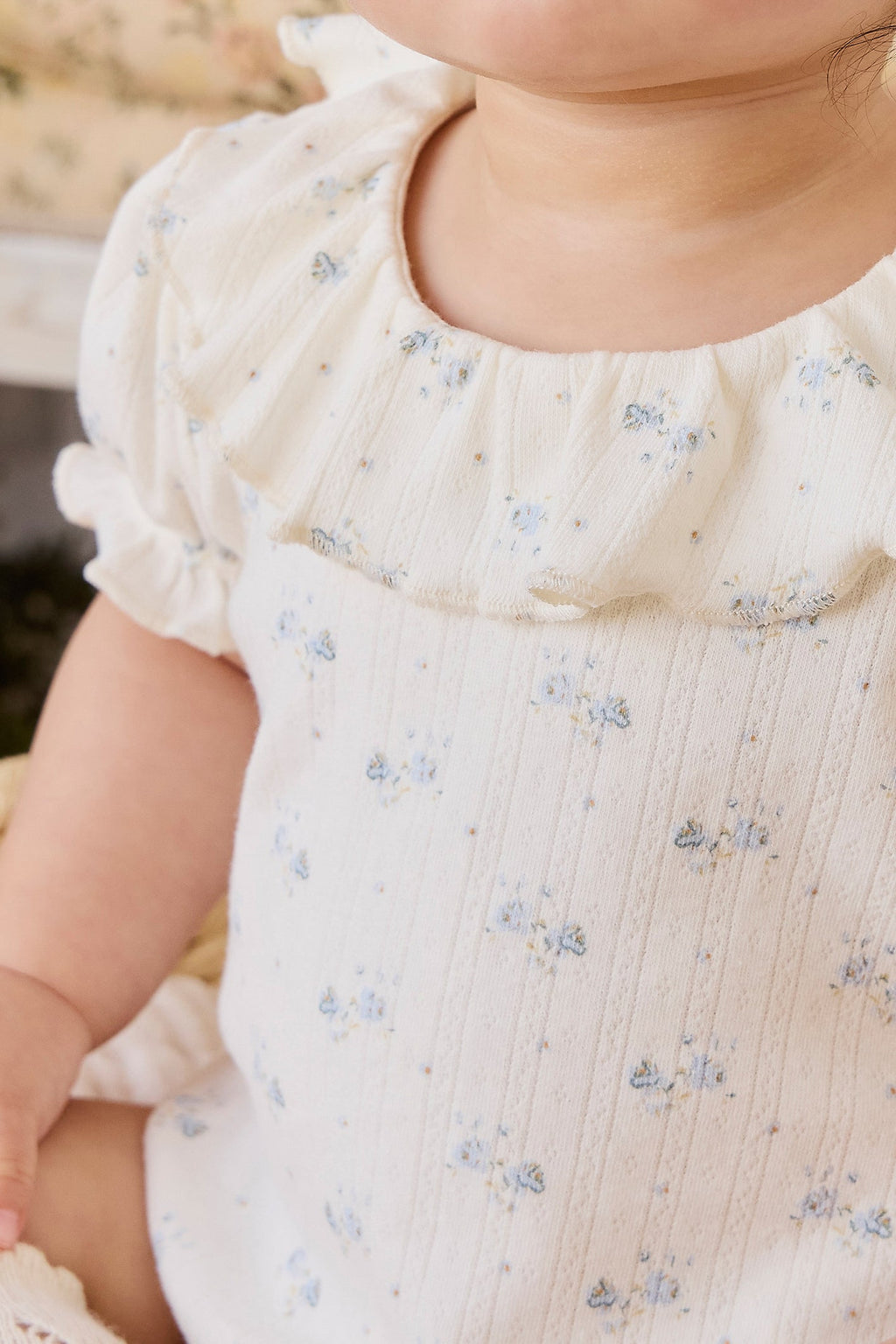 Organic Cotton Pointelle Bodysuit - Blue