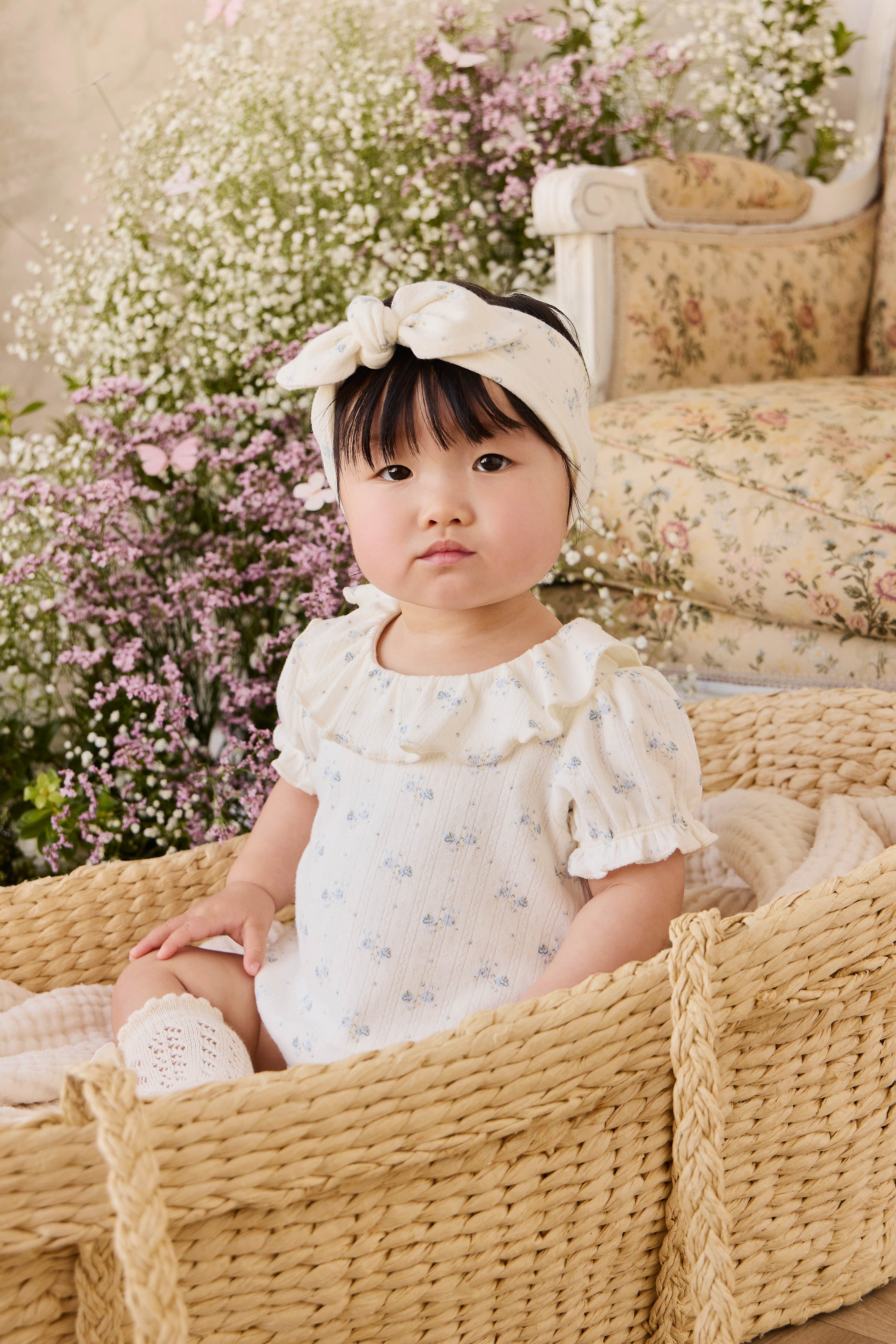 Organic Cotton Pointelle Bodysuit - Blue