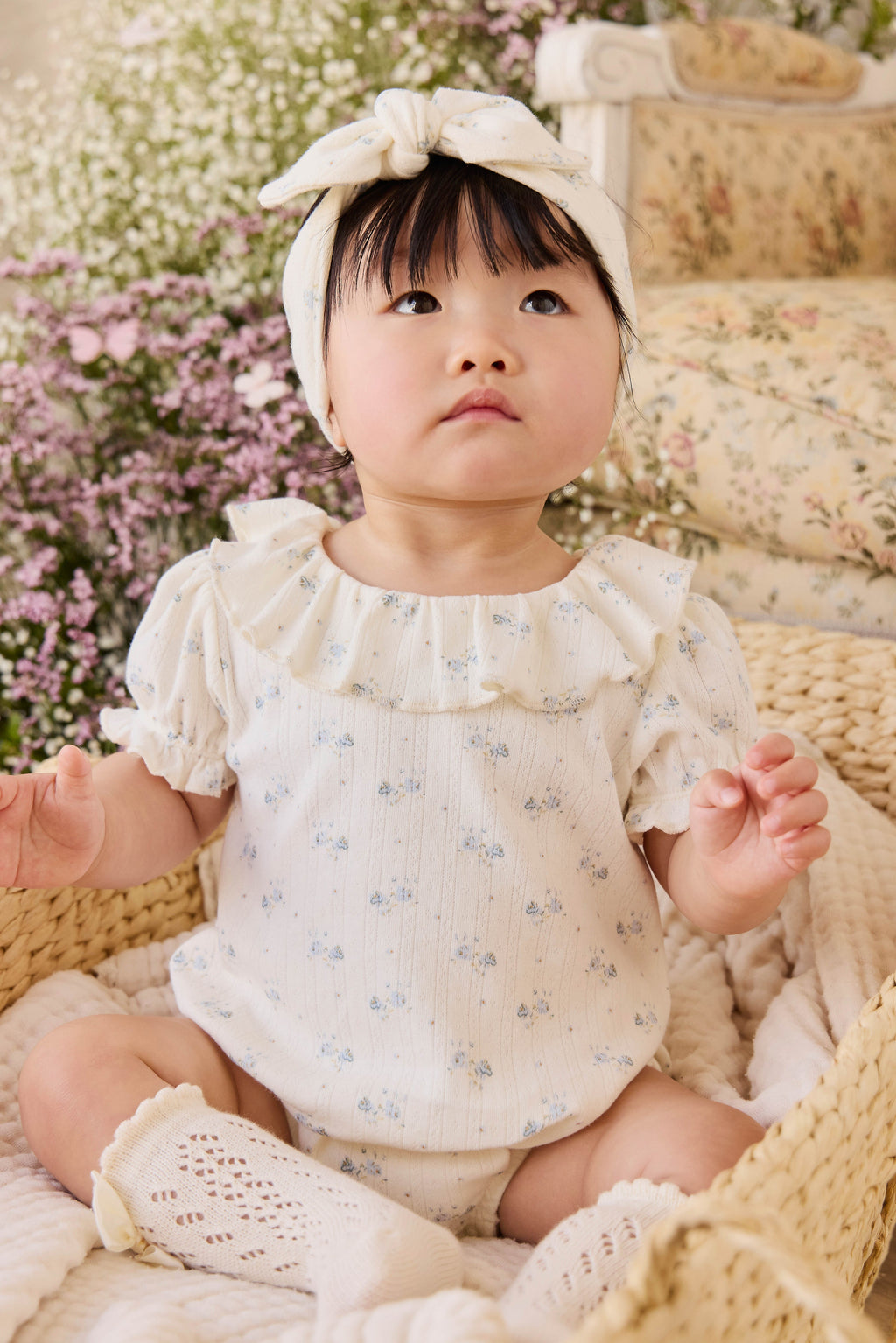 Organic Cotton Pointelle Bodysuit - Blue