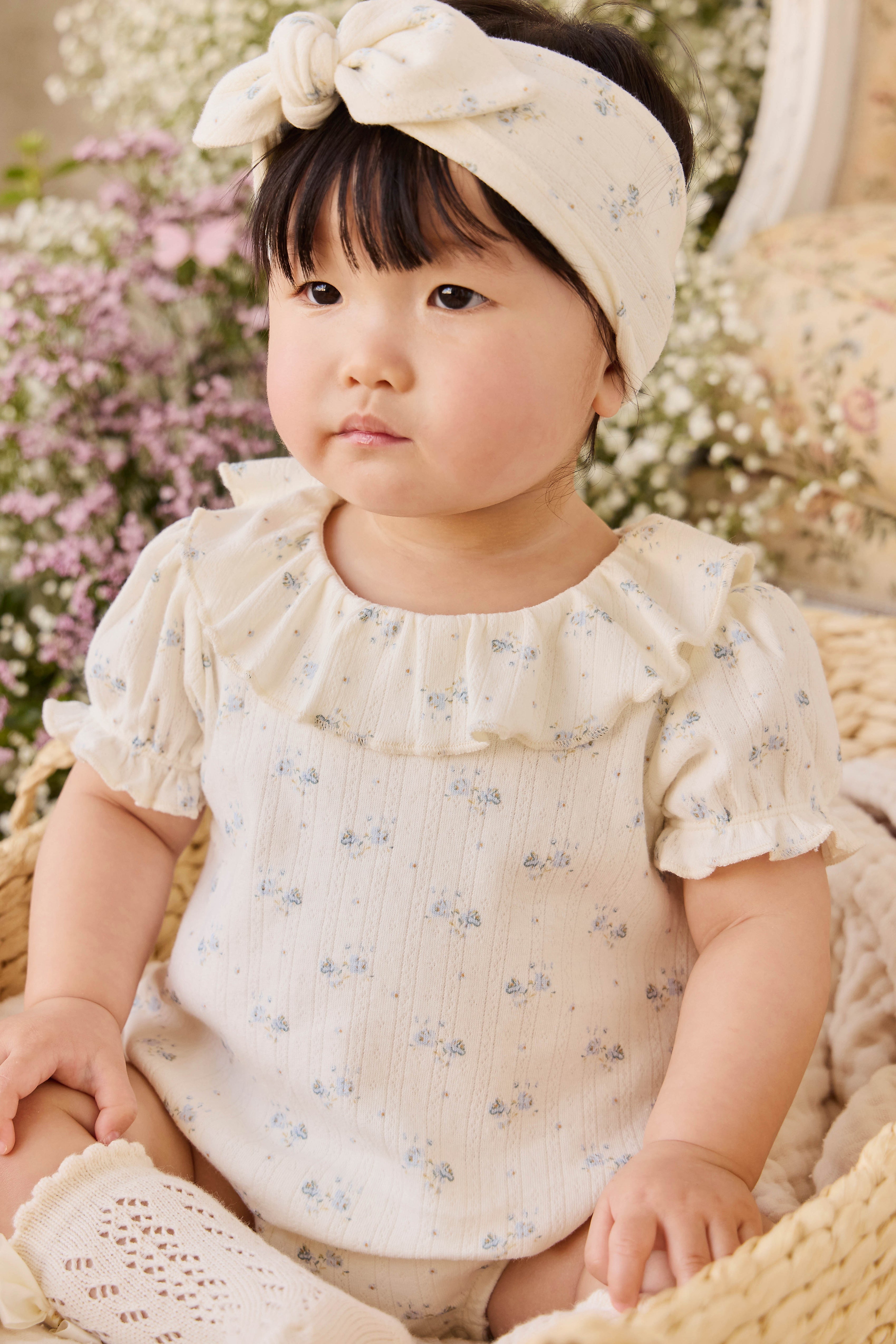Organic Cotton Pointelle Bodysuit - Blue