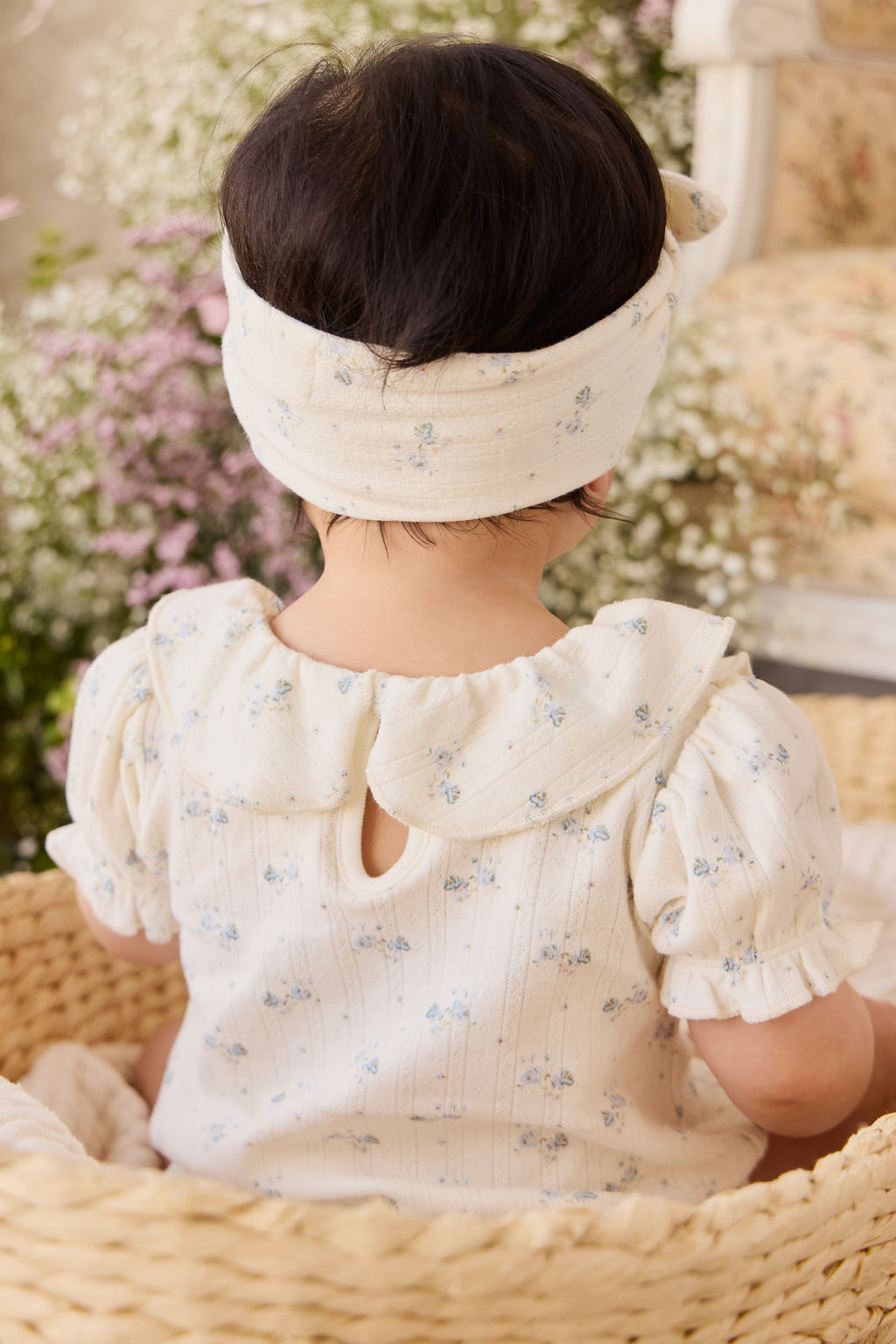 Organic Cotton Pointelle Bodysuit - Blue