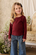 Organic Cotton Long Sleeve Top - Burgundy