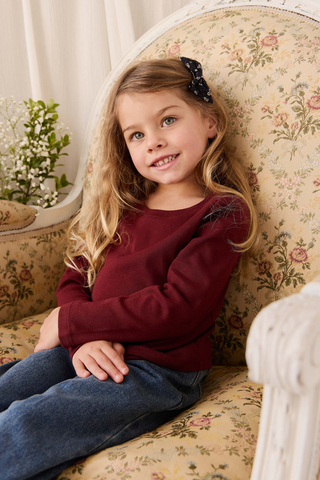 Organic Cotton Long Sleeve Top - Burgundy
