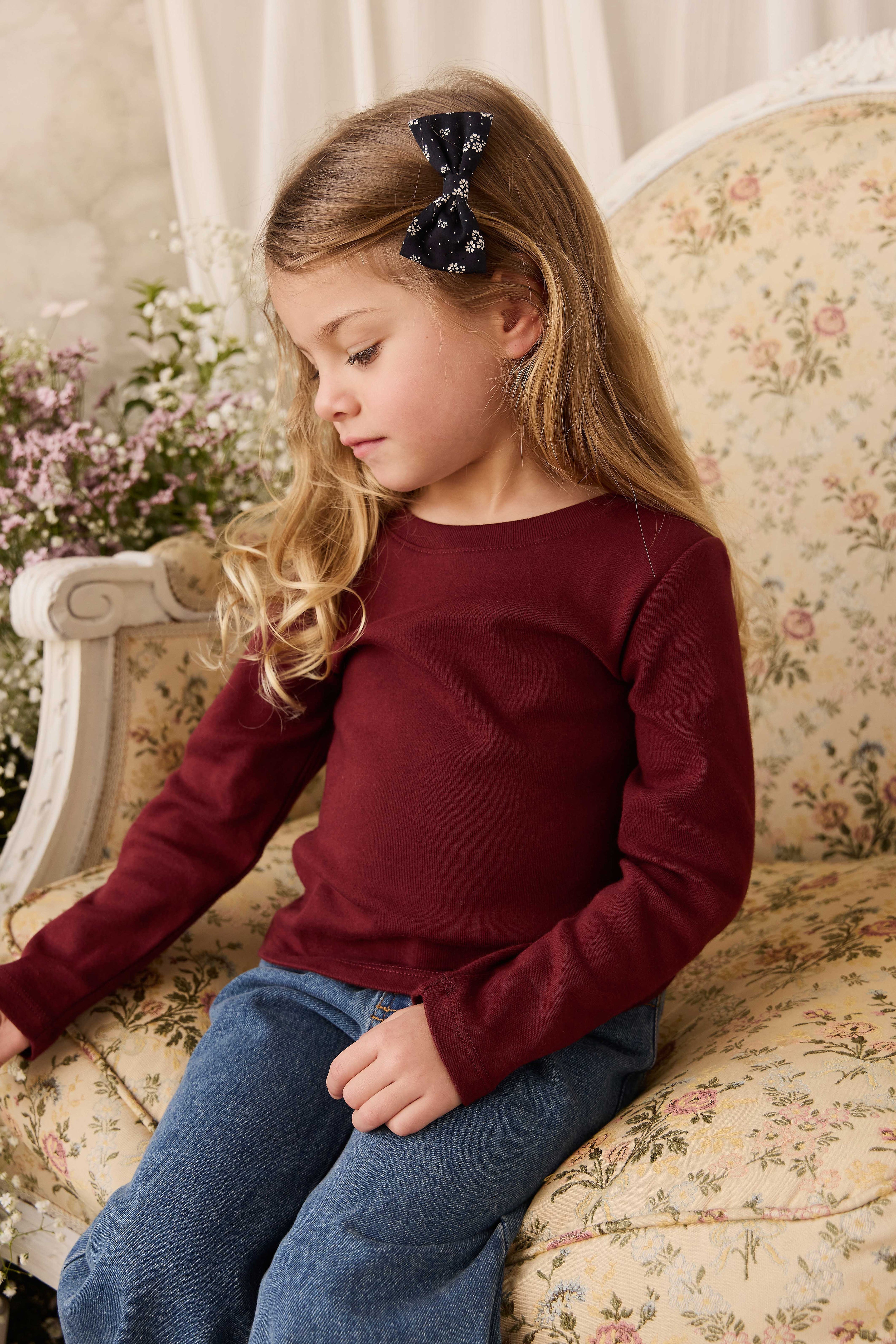 Organic Cotton Long Sleeve Top - Burgundy