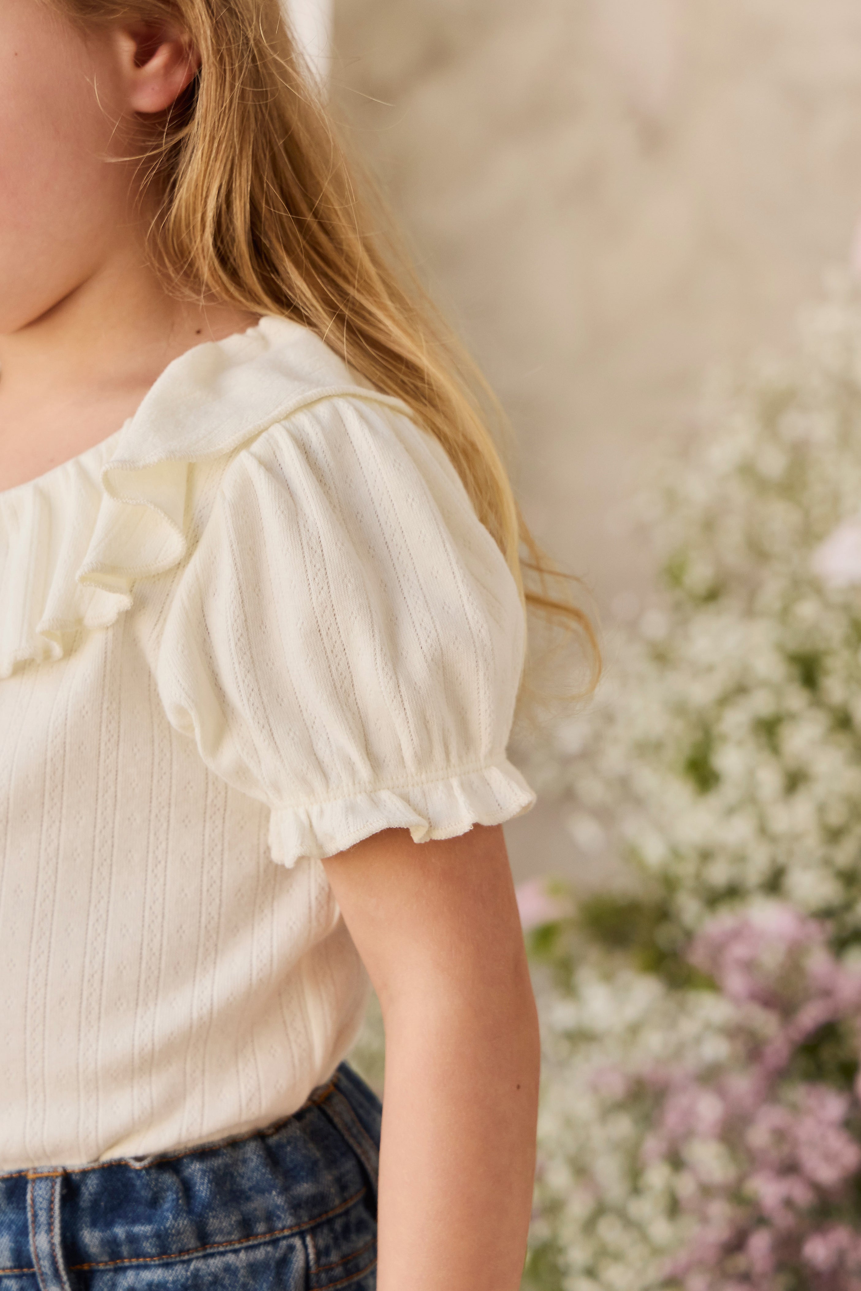Organic Cotton Pointelle Top - Parchment