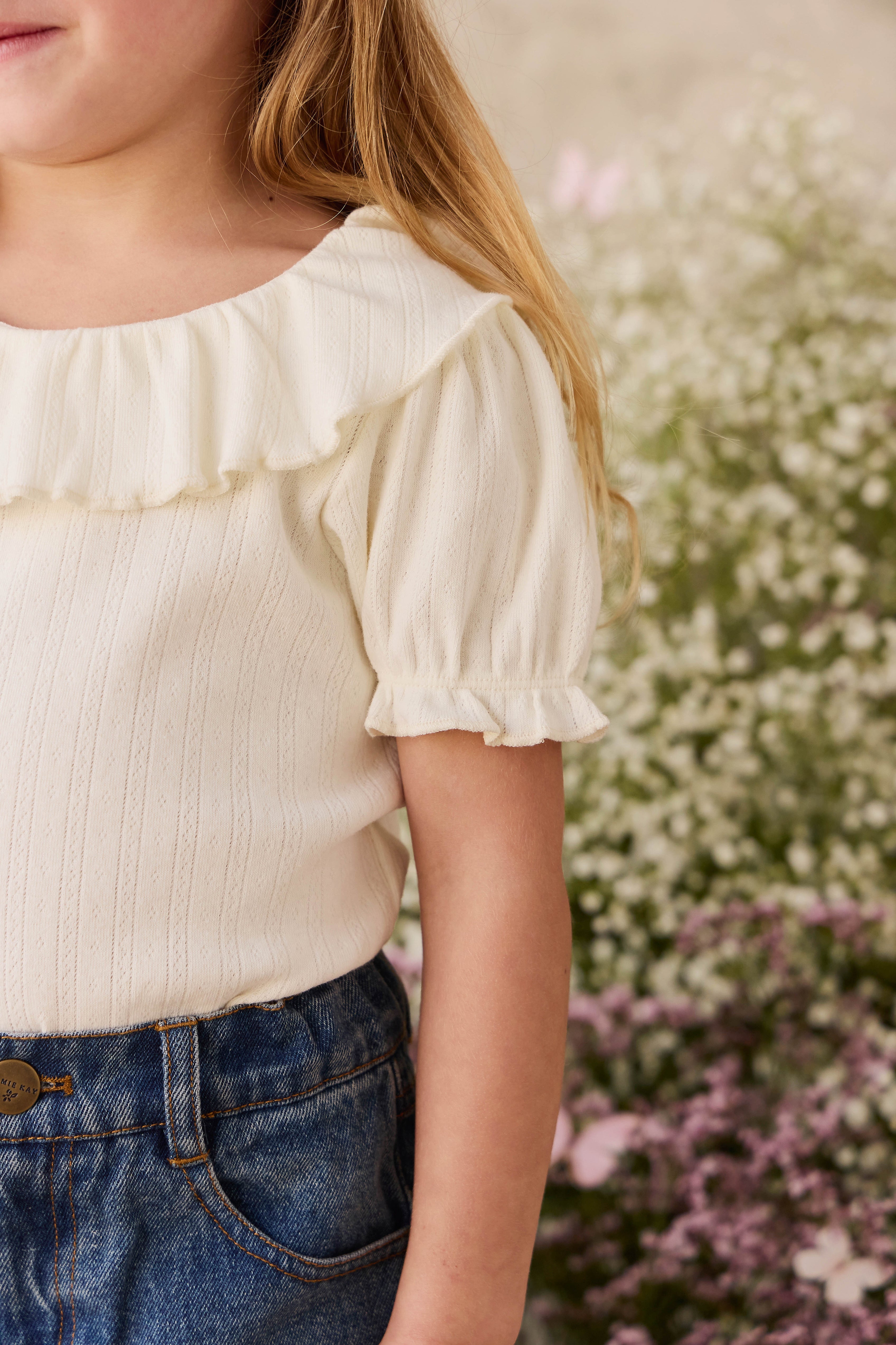 Organic Cotton Pointelle Top - Parchment