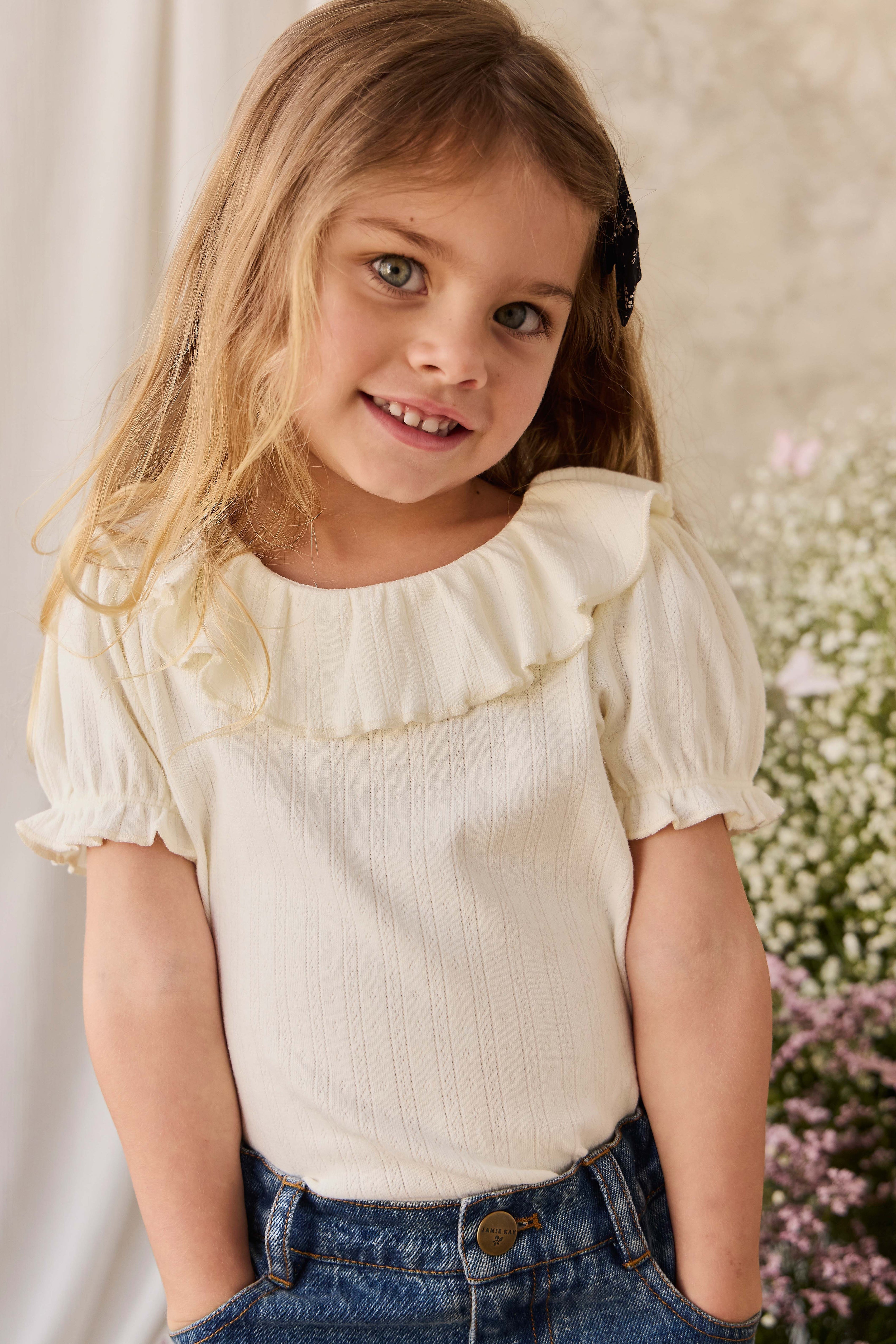 Organic Cotton Pointelle Top - Parchment