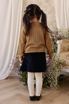 Mini-jupe structurée classique en coton bleu marine pour le quotidien des filles de 1 à 14 ans