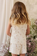 Short en pointelle de coton-élasthanne bio neutre avec taille élastiquée pour fille de 6 mois à 10 ans