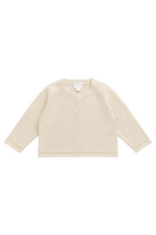 Cardigan intemporel en coton tricoté vanille avec boutons sur le devant et tissage texturé pour filles de 6 mois à 10 ans