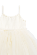 Robe pour fille en coton doux parchemin et jupe en tulle avec bretelles réglables, tailles 6 mois à 8 ans