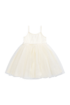 Robe pour fille en coton doux parchemin et jupe en tulle avec bretelles réglables, tailles 6 mois à 8 ans