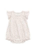 Combishort Romantique en Coton Bio Crème Fleuri avec Manches Volantes et Fermetures Pression pour Bébé Filles 0-3 Ans