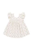 Robe Fleurie Lilas Fluide en Coton Biologique avec Corsage Froncé et Manches Volantes pour Filles 6M–10A