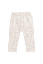 Legging de tous les jours en coton biologique et élasthanne à imprimé floral crème doux avec taille élastique pour filles du nouveau-né à 10 ans