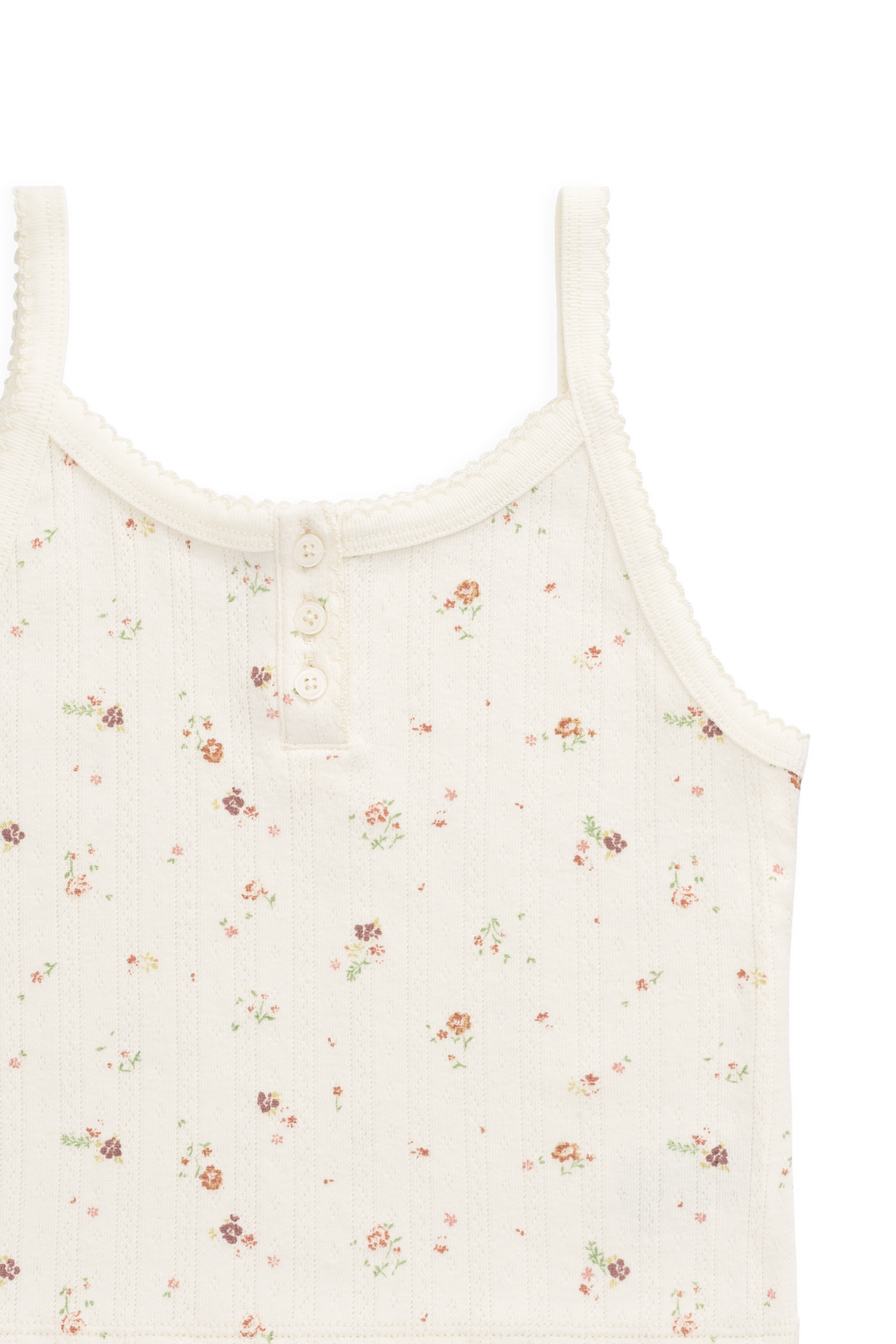 Organic Cotton Pointelle Singlet - Egret