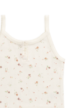Débardeur en Coton-Élasthanne Biologique Pointelle à Fleurs Aigrette Délicate avec Boutons sur le Devant pour Filles de 3 à 10 Ans
