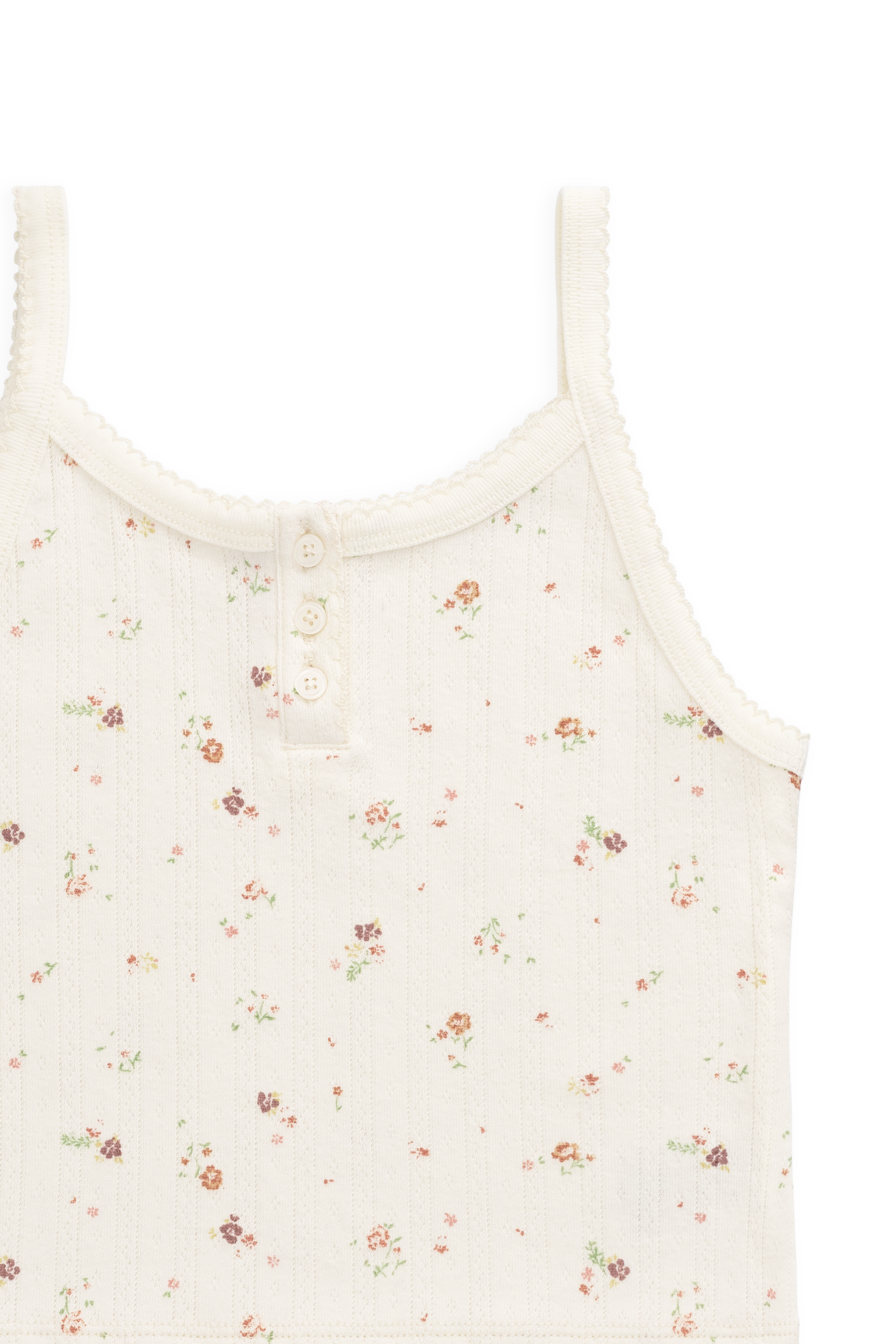 Organic Cotton Pointelle Singlet - Egret