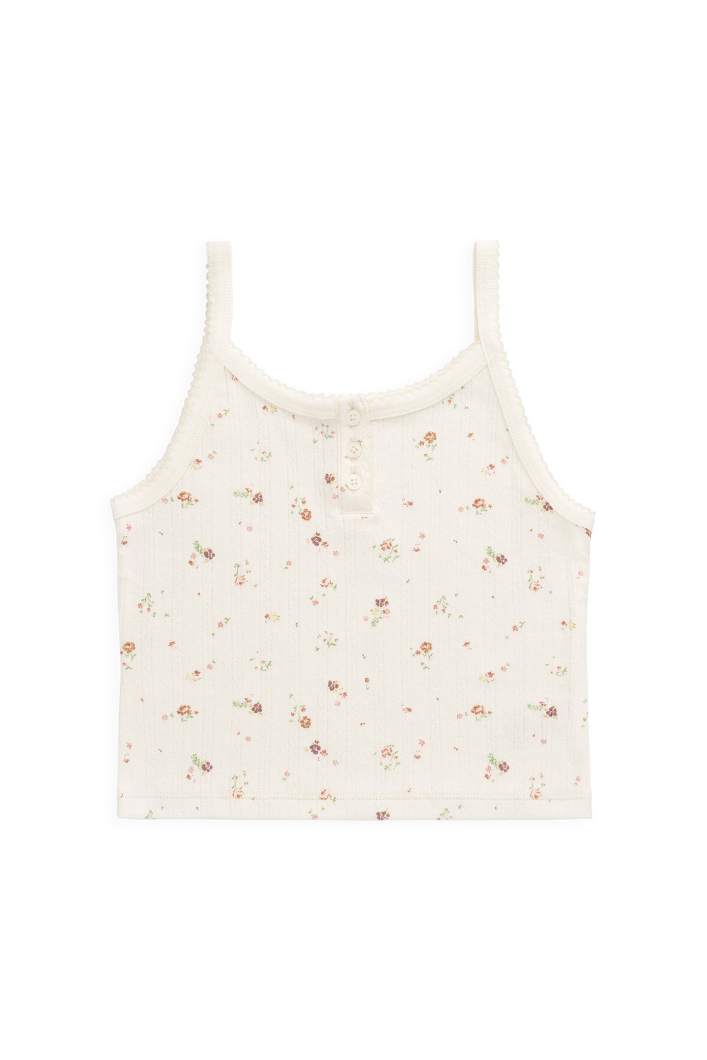 Organic Cotton Pointelle Singlet - Egret