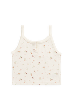 Débardeur en Coton-Élasthanne Biologique Pointelle à Fleurs Aigrette Délicate avec Boutons sur le Devant pour Filles de 3 à 10 Ans