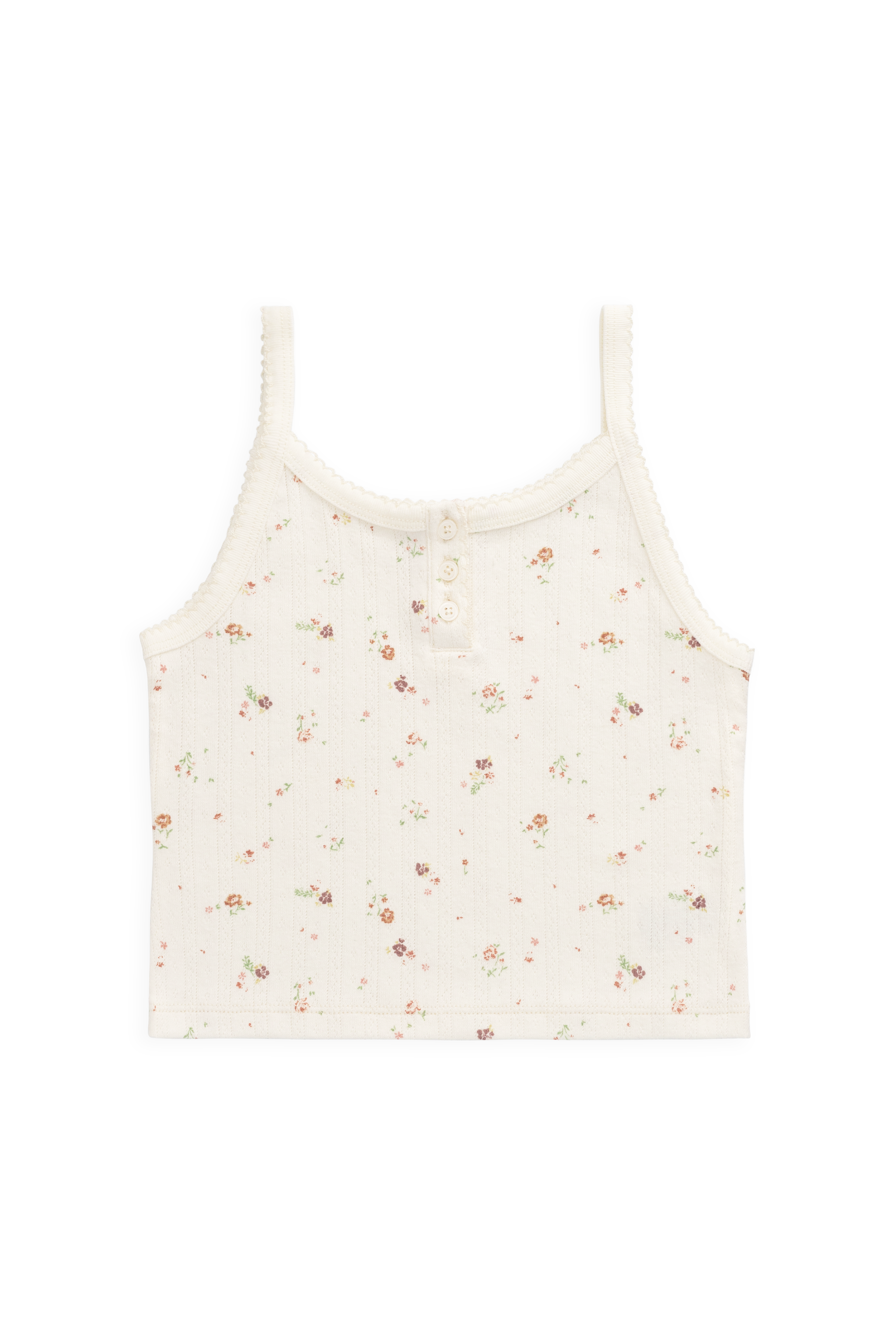 Organic Cotton Pointelle Singlet - Egret