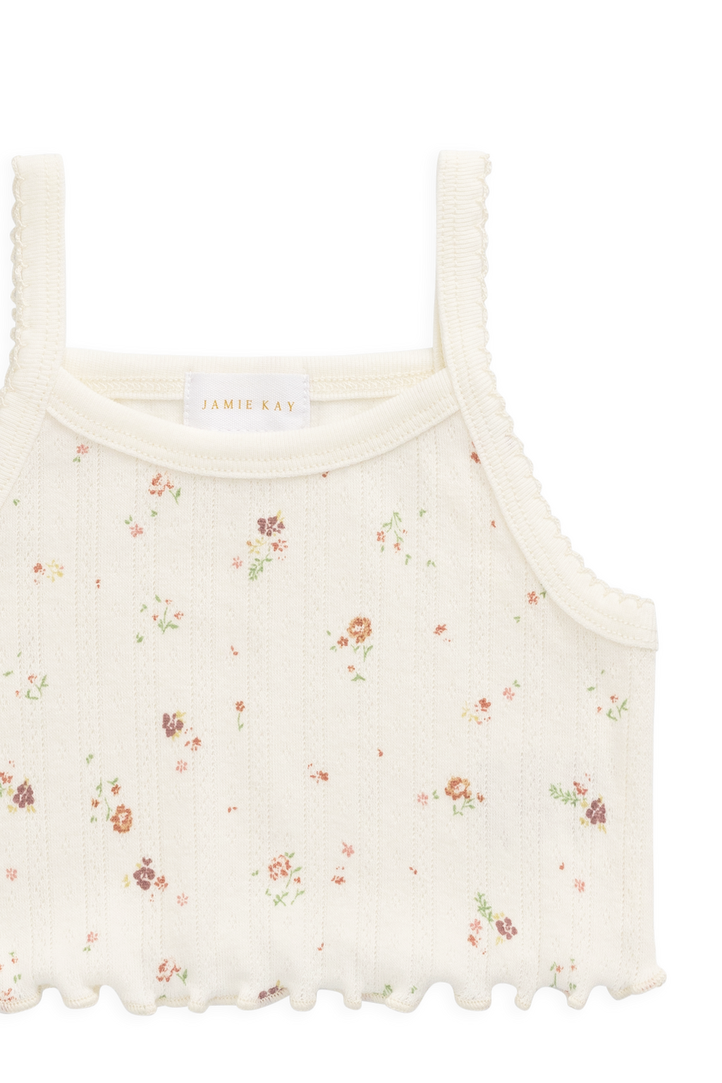 Organic Cotton Pointelle Singlet - Egret