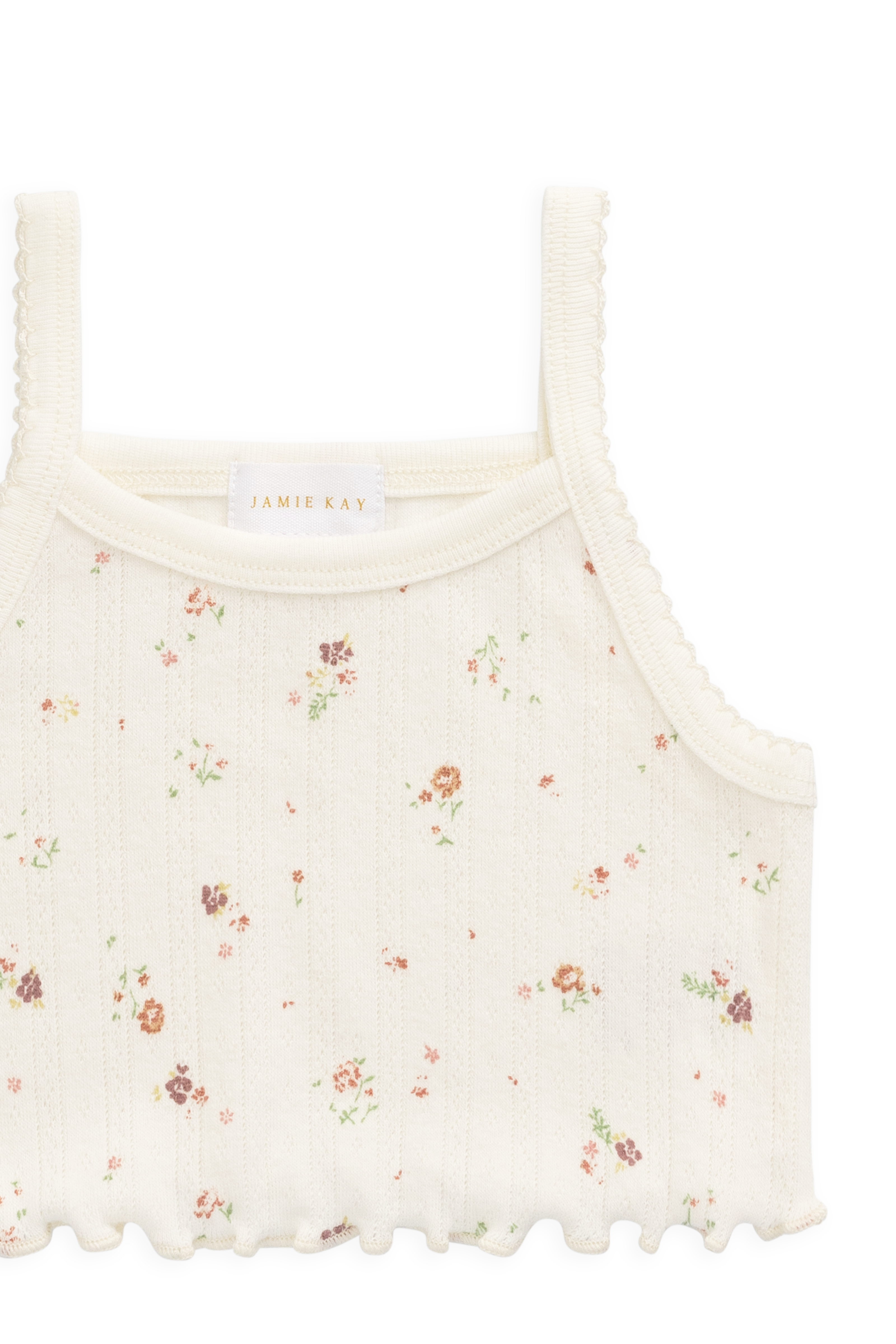 Organic Cotton Pointelle Singlet - Egret