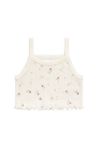Débardeur bébé fille 0-3 ans en coton biologique et élasthanne pointelle Sweet  Floral avec ourlet festonné