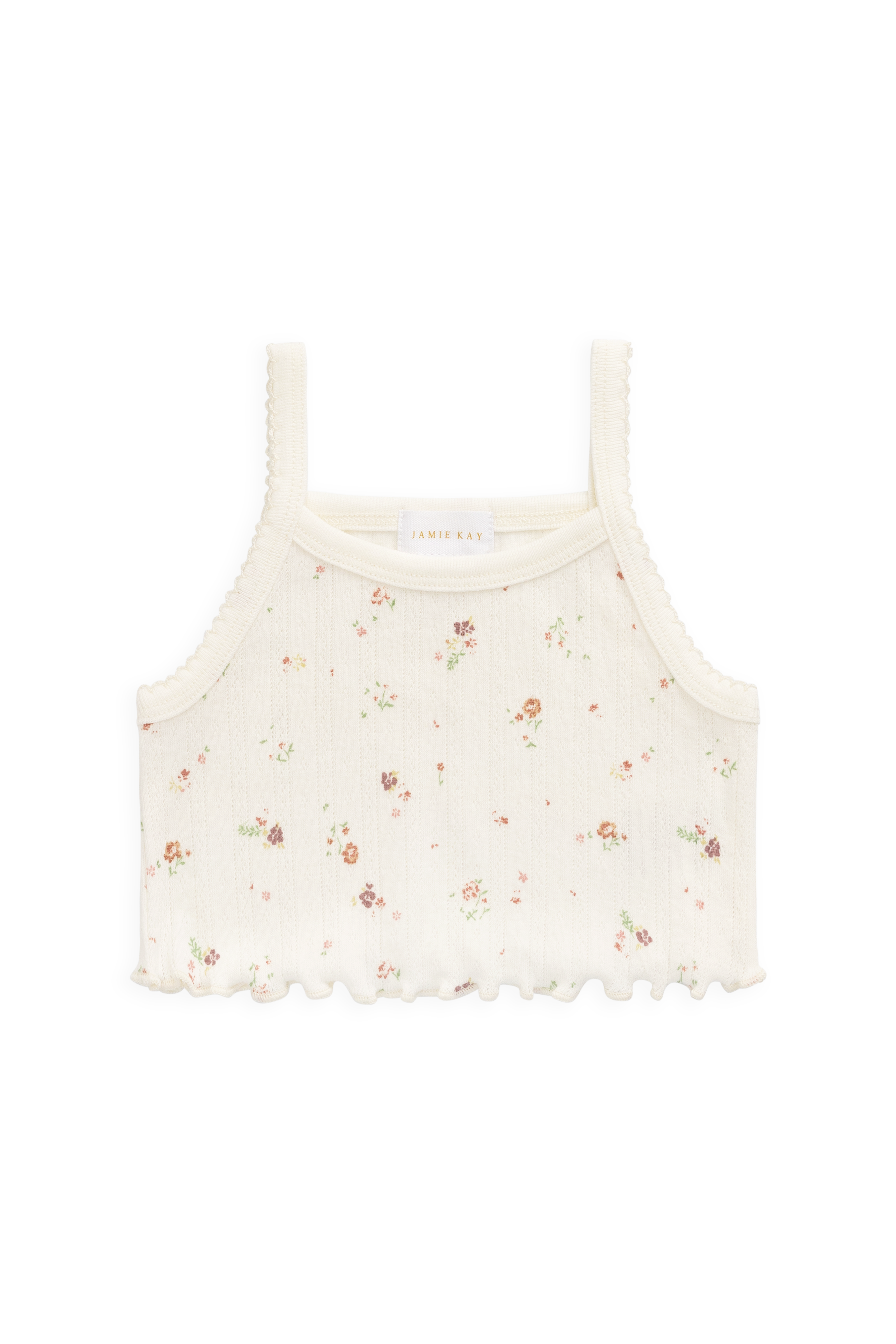 Organic Cotton Pointelle Singlet - Egret