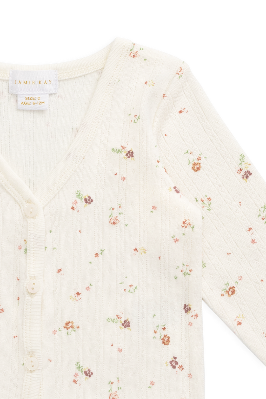 Organic Cotton Pointelle Cardigan - Egret