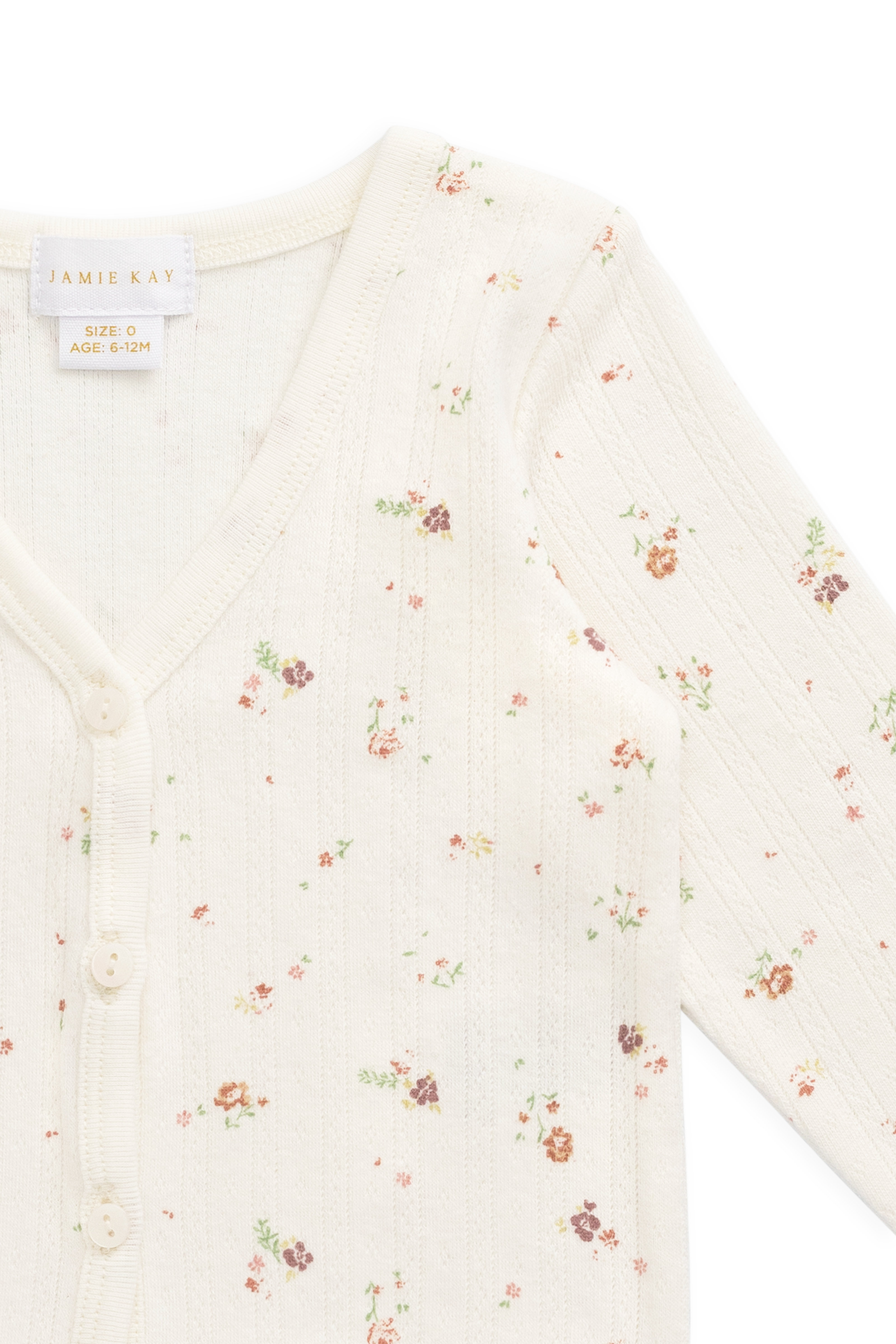Organic Cotton Pointelle Cardigan - Egret