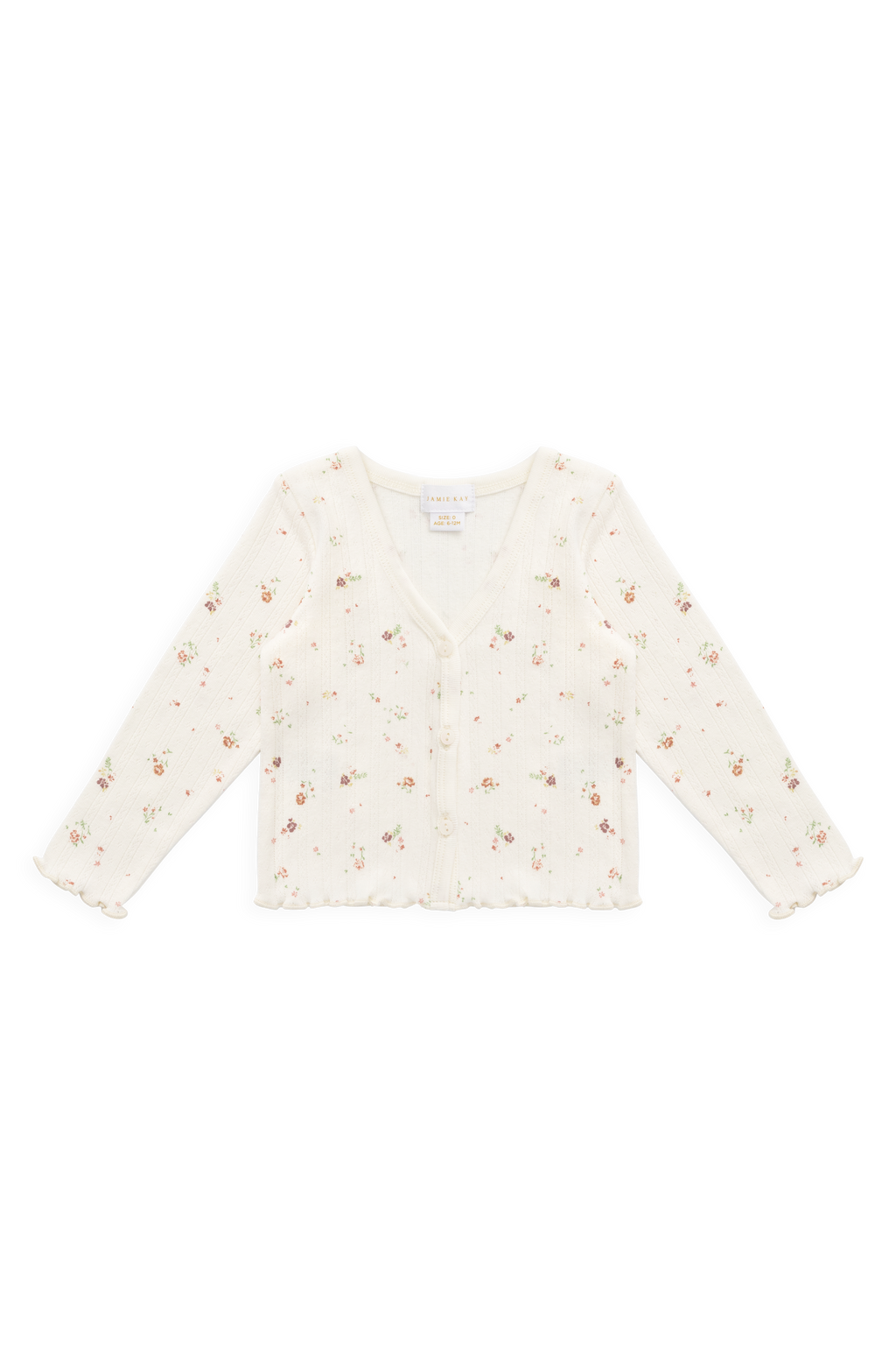 Organic Cotton Pointelle Cardigan - Egret