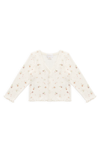 Gilet en coton-élasthanne ajouré bio intemporel, motif aigrette florale, bords festonnés, pour filles de 6 mois à 10 ans