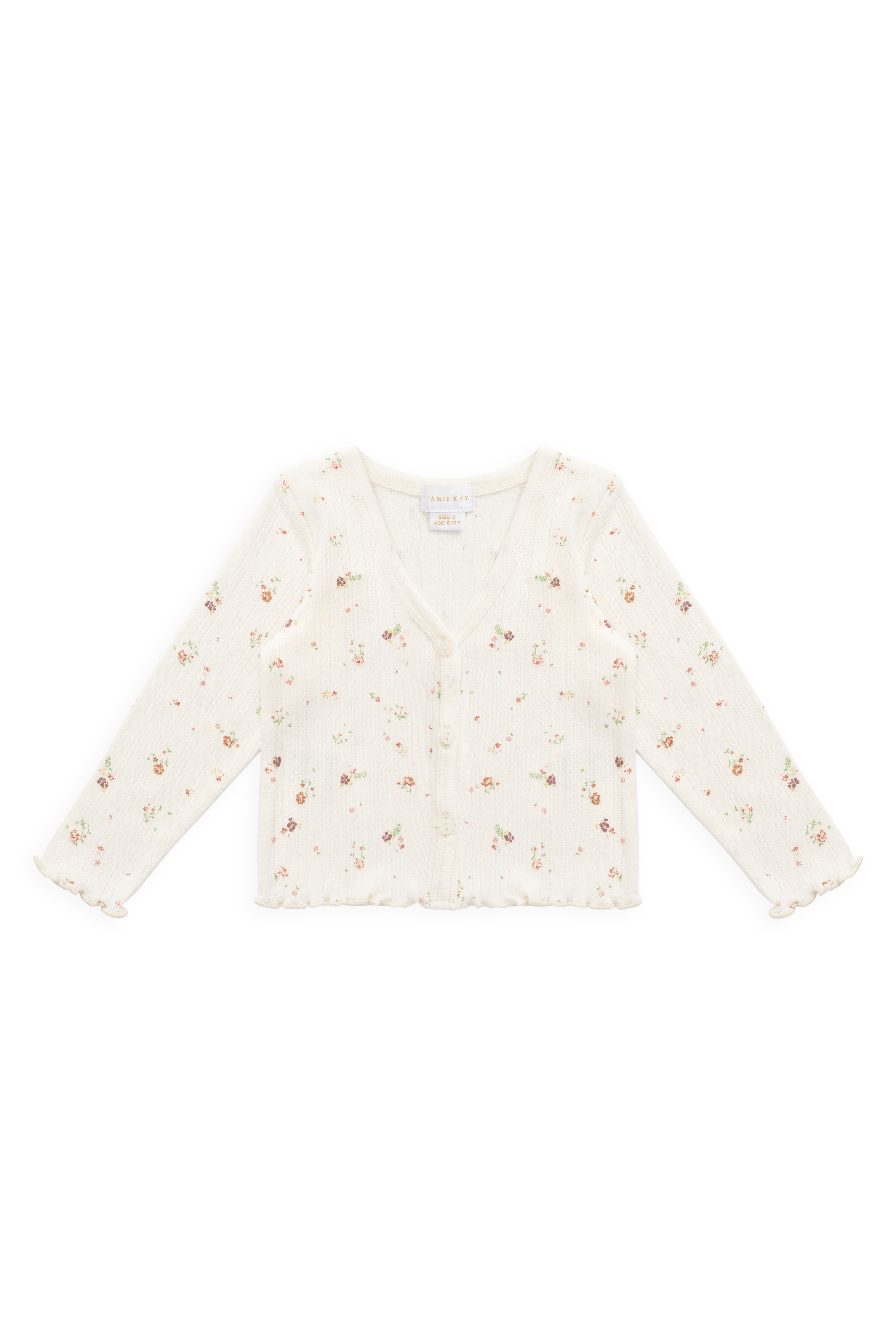 Organic Cotton Pointelle Cardigan - Egret
