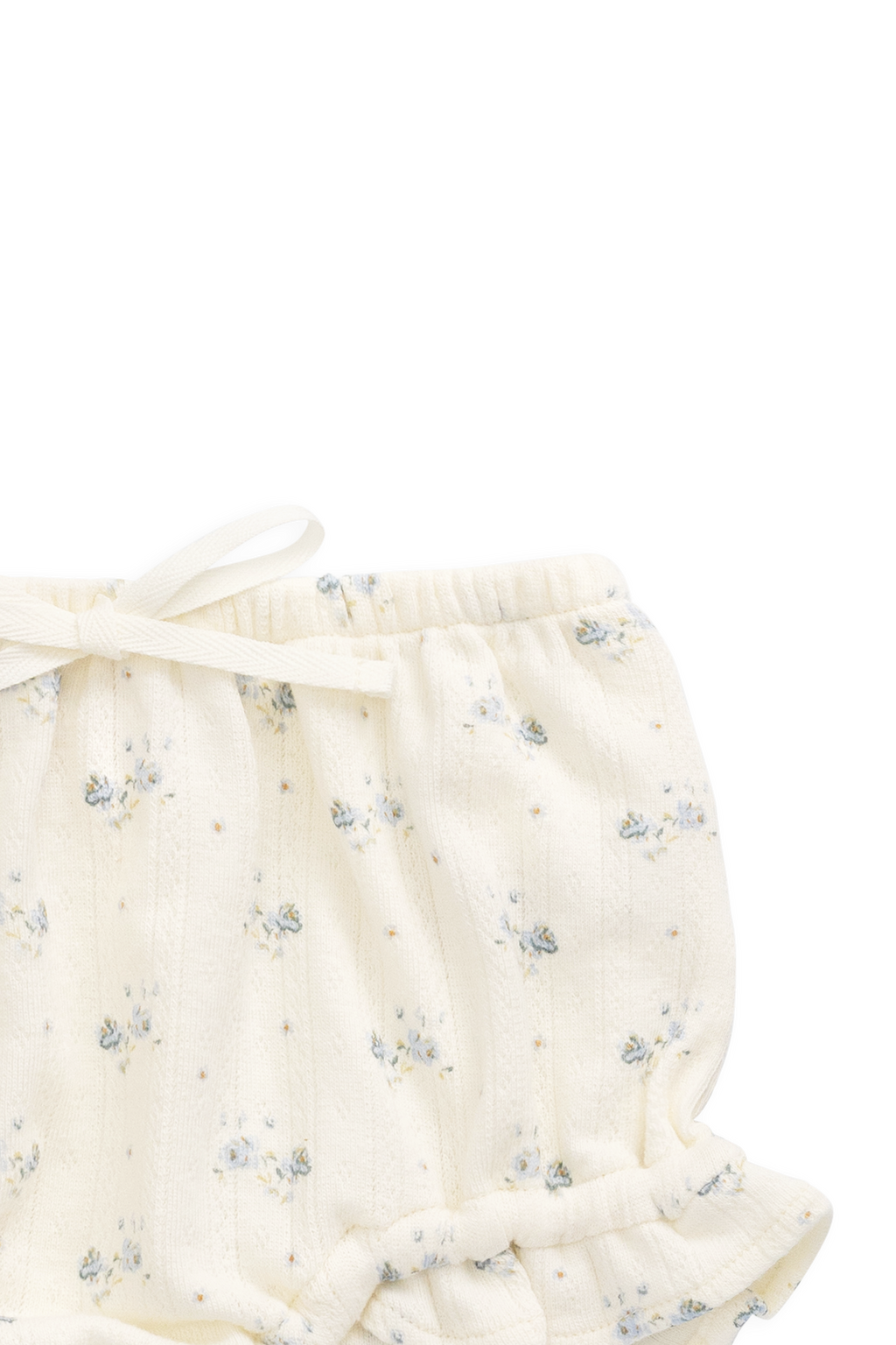 Organic Cotton Pointelle Frill Bloomer - Blue