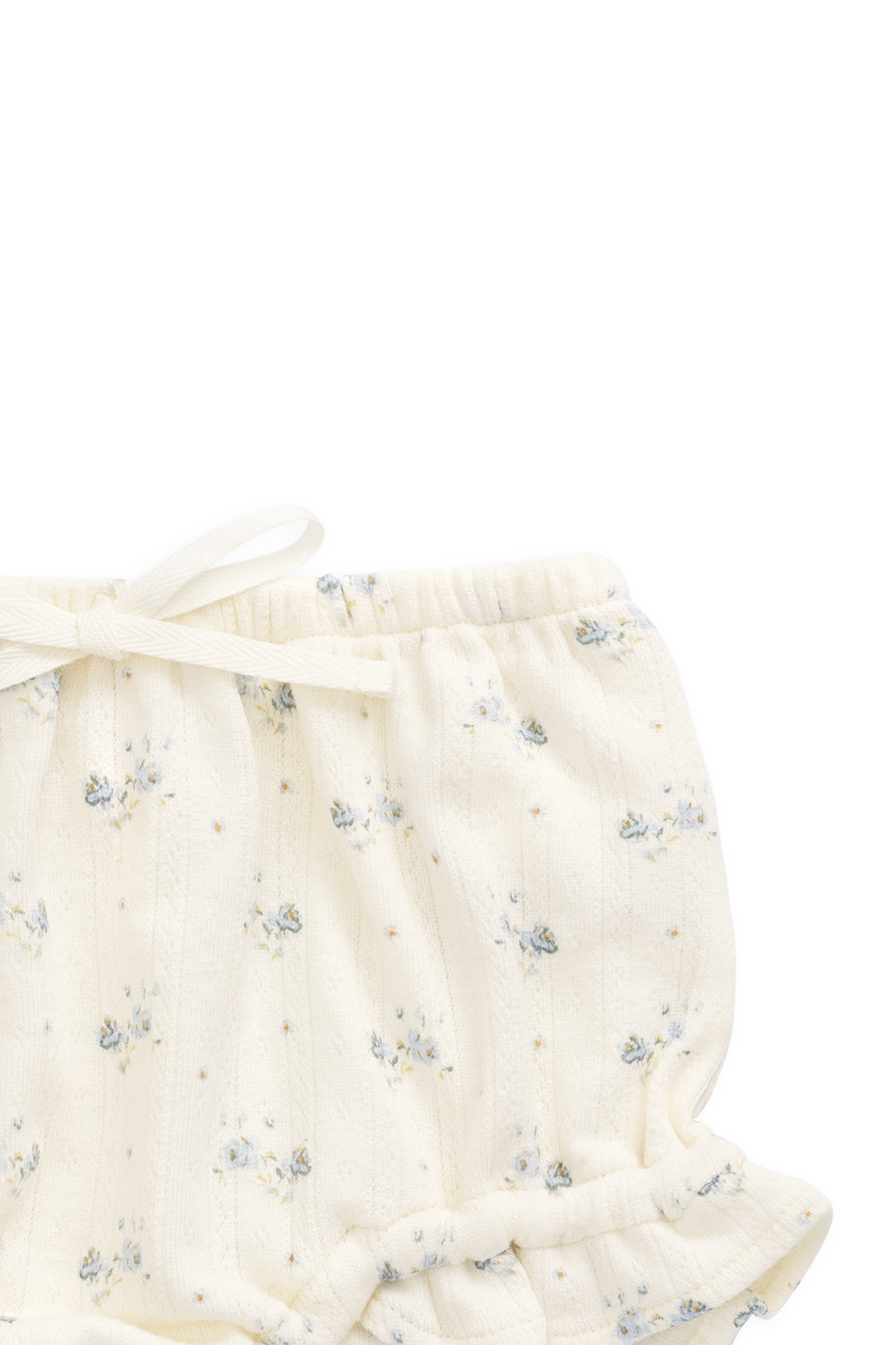 Organic Cotton Pointelle Frill Bloomer - Blue
