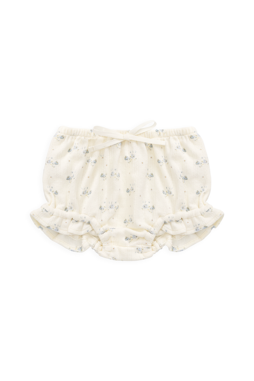 Organic Cotton Pointelle Frill Bloomer - Blue