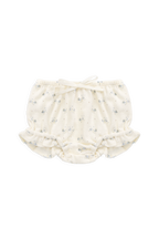 Ravissant cache-couche en coton-élasthanne bio à motif floral bleu avec bords froncés pour bébé fille naissance-2 ans