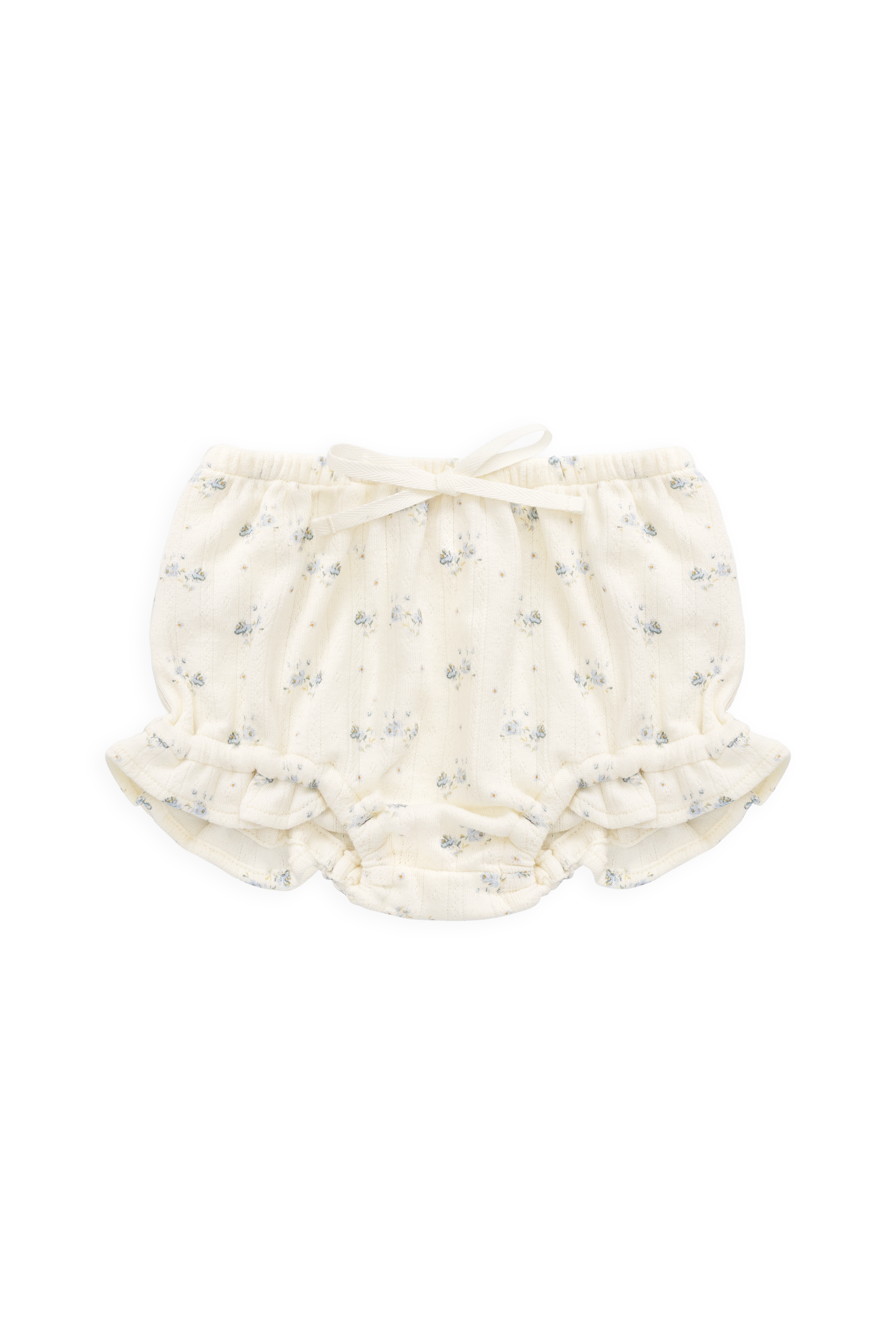 Organic Cotton Pointelle Frill Bloomer - Blue